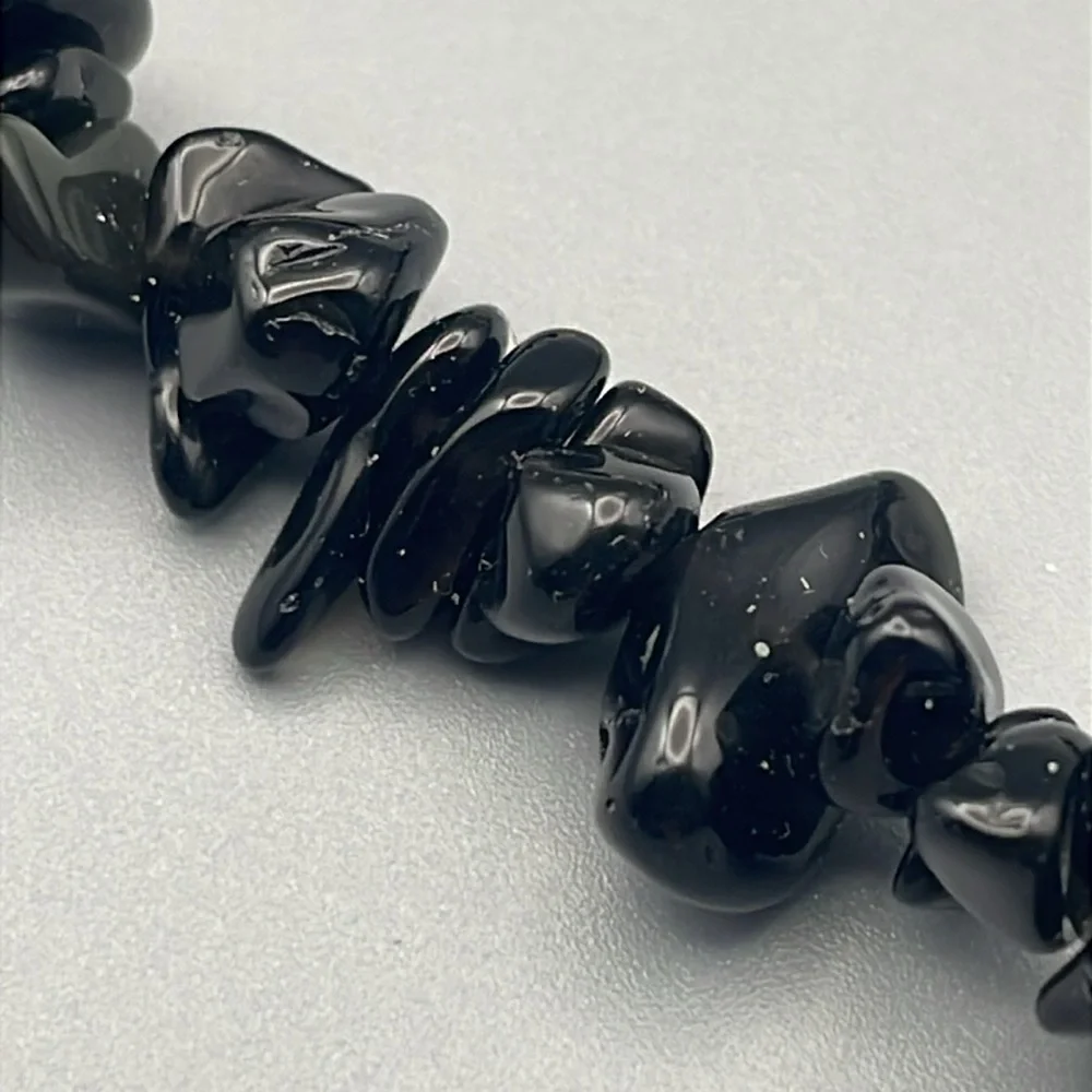 Chic Black Stone Bracelet with Silver Clasp